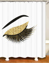 Stylish Rose Gold Eyelash Makeup Print Bath Curtain