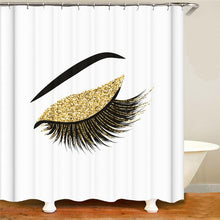 Load image into Gallery viewer, Stylish Rose Gold Eyelash Makeup Print Bath Curtain
