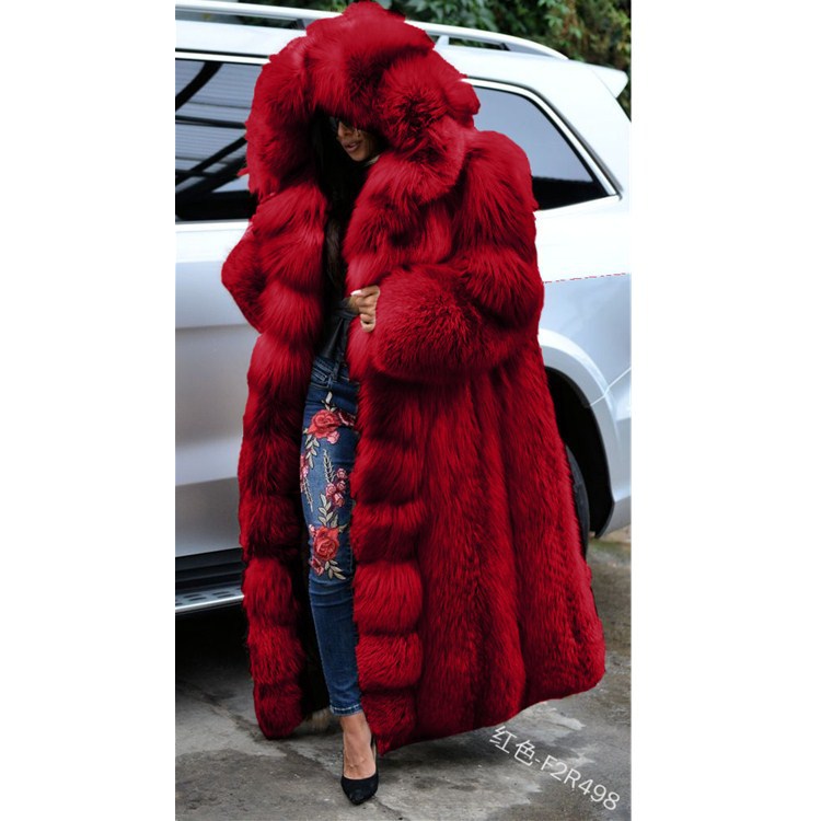 Warm Thick Long Faux Fur Coat With Hood