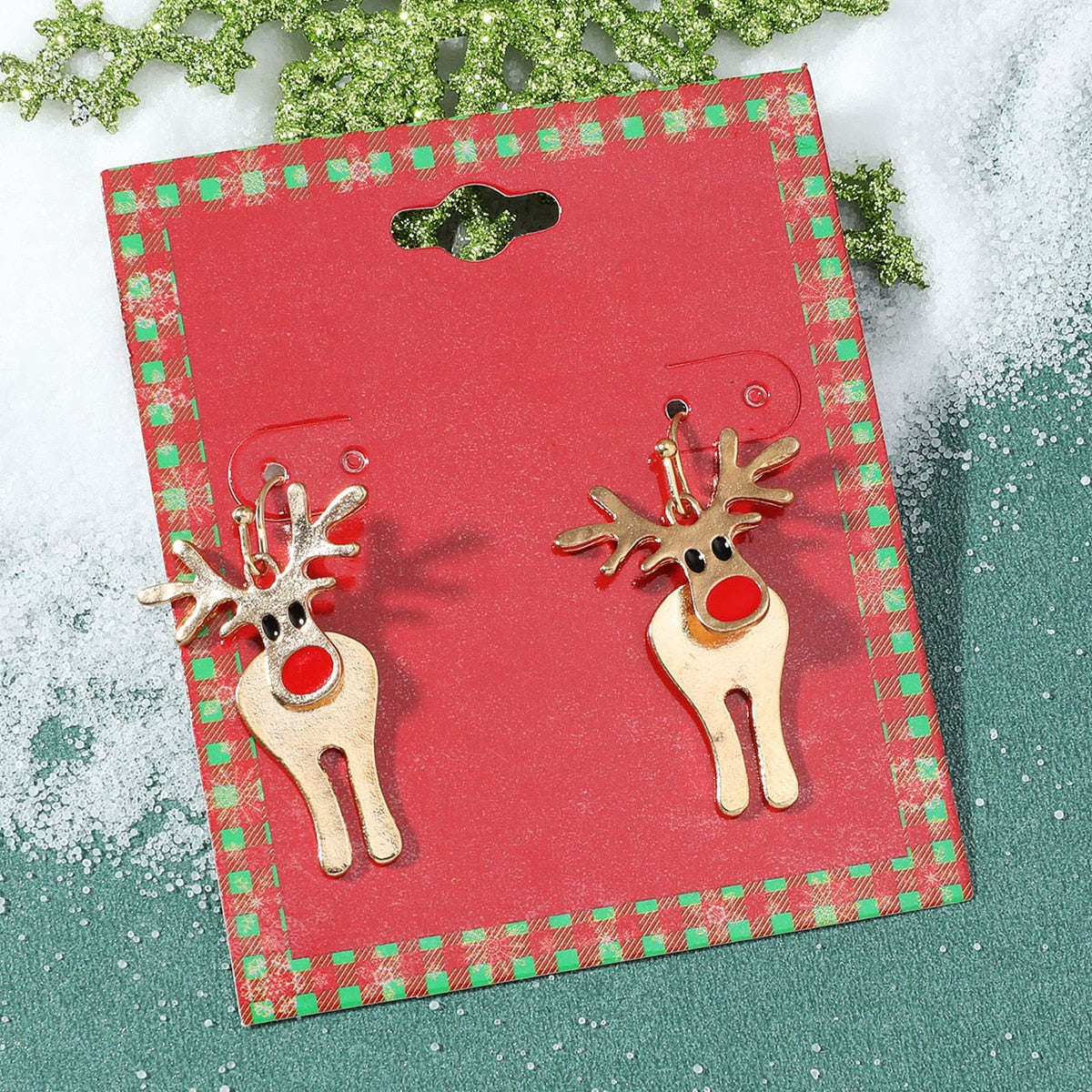 Fashion Green Red Color Star Ball Christmas Earring Women
