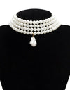 Multi-layer imitation pearl beaded short necklace earring set