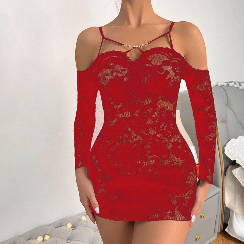 Satin Lace Sexy Sling Nightdress