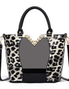 Luxury Brand Leopard Print Patent Leather Tote Handbag