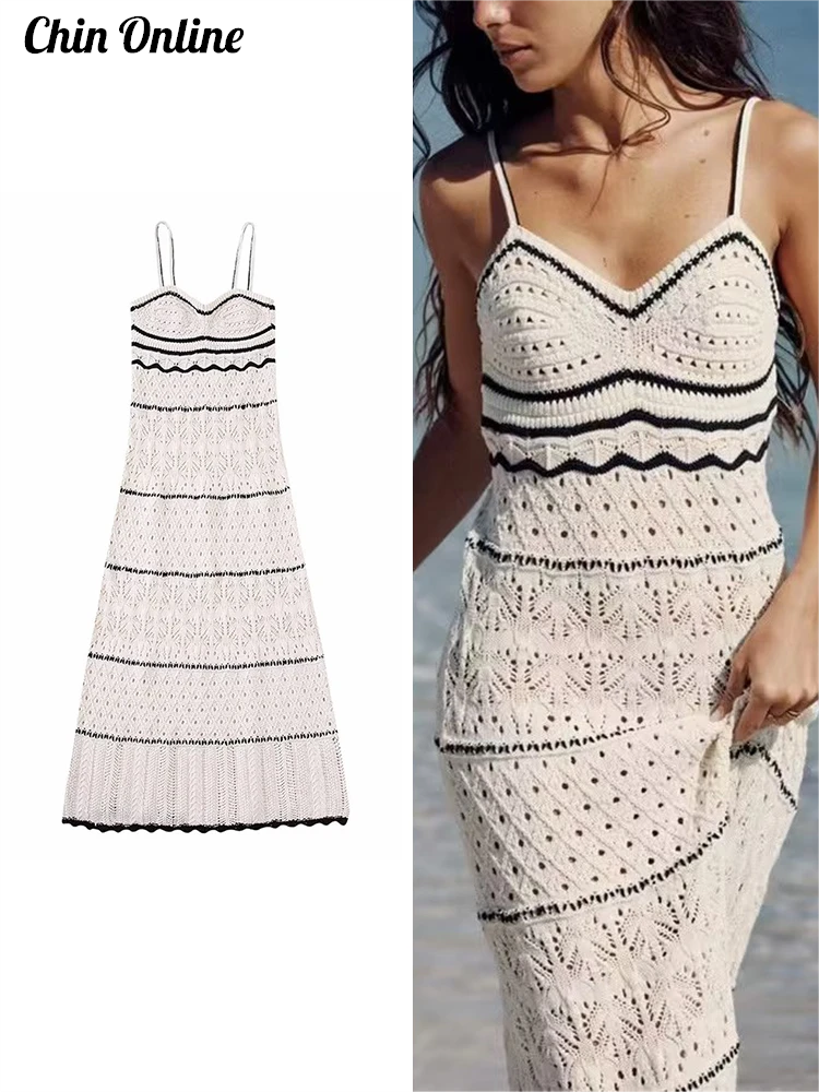 Sexy Knitted Women Sleeveless Long dress