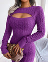 Sexy Openwork Twist Waist Hip Skirt Sweater Dress