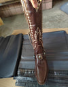 Thick Heel Metal Belt Buckle Rivet Embroidery Western Boots