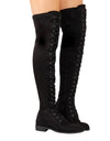 Cross Strap Suede Leather Knee High Boots