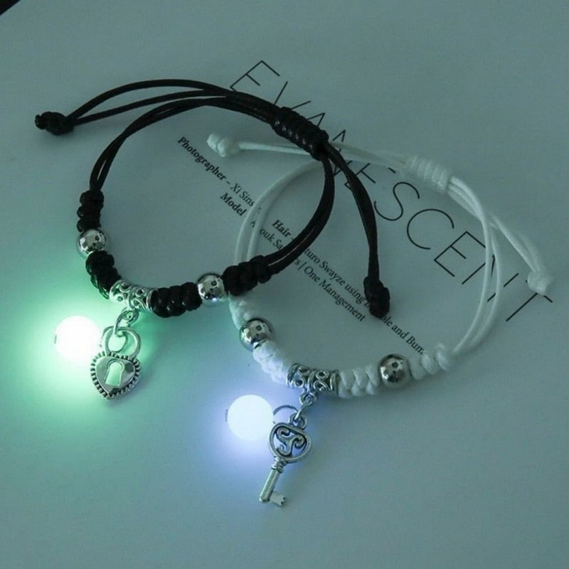 Luminous Cat/Star/Key & Heart Bracelet With Adjustable Rope