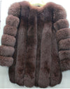 Elegant Windproof Thick Faux Fox Fur Long Coat