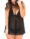 Plus Size Lingerie Floral Lace Night Dress With Thong Set