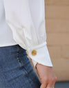 Solid Color V-Neck Long Sleeve Shirt