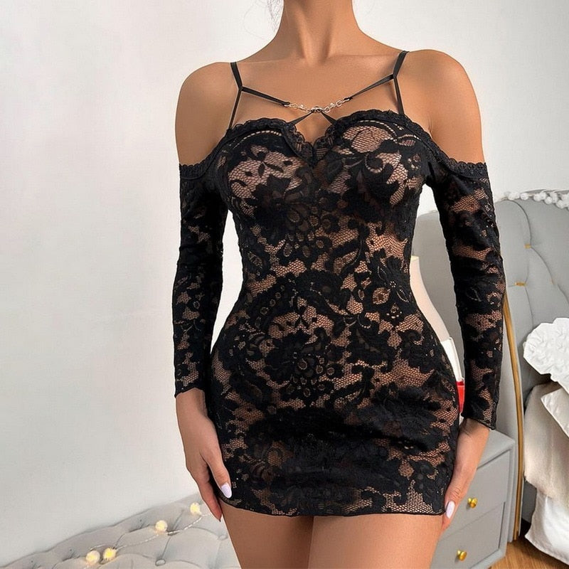 Satin Lace Sexy Sling Nightdress