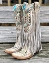 Square Heel Square Toe Slip-On Retro Mid-Calf Boots