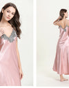 Long Chemise Lace Satin Nightgown