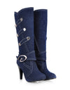 Denim Buckle Knee-High boots