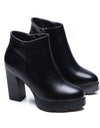 Genuine Leather Martin Black High Heels Zip-Up or Lace-Up - Fashion Damsel
