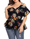 Plus Size Floral Print V-Neck Blouse Blouse