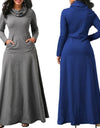 Warm Elegant High Collar Long Maxi Dress - Fashion Damsel