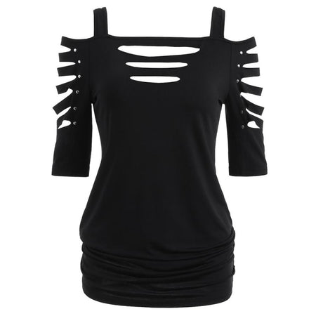 Women's Fashion Off Shoulder Hollow-Out Tunic Top