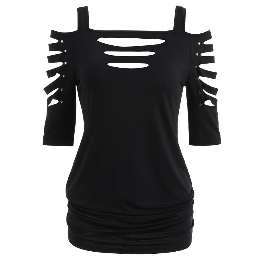 Women's Fashion Off Shoulder Hollow-Out Tunic Top