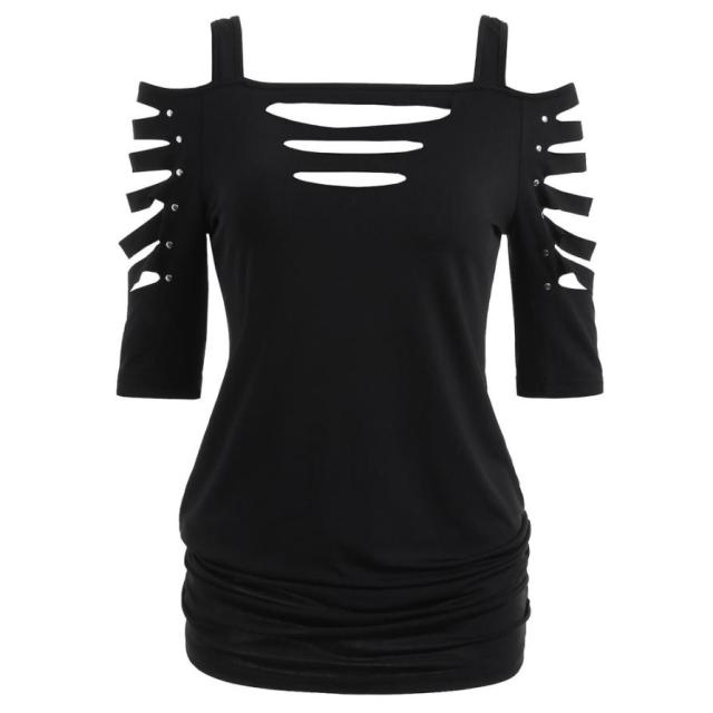 Women's Fashion Off Shoulder Hollow-Out Tunic Top