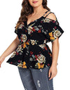 Plus Size Floral Print V-Neck Blouse Blouse