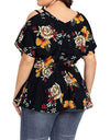 Plus Size Floral Print V-Neck Blouse Blouse