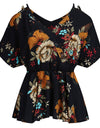 Plus Size Floral Print V-Neck Blouse Blouse