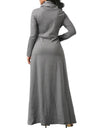 Warm Elegant High Collar Long Maxi Dress - Fashion Damsel