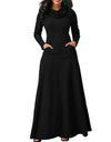 Warm Elegant High Collar Long Maxi Dress - Fashion Damsel