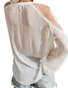 Lace Mesh Casual Long Sleeve Chiffon Blouse