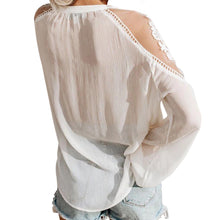 將圖片載入圖庫檢視器 Lace Mesh Casual Long Sleeve Chiffon Blouse
