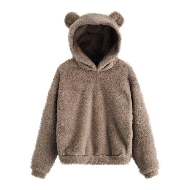 Cute Bear Warm Pullover Fluffy hoodie