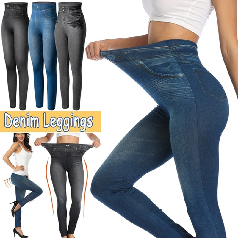 Waist Trimming Push Up Elastic Jeggings Denim Pants - Fashion Damsel