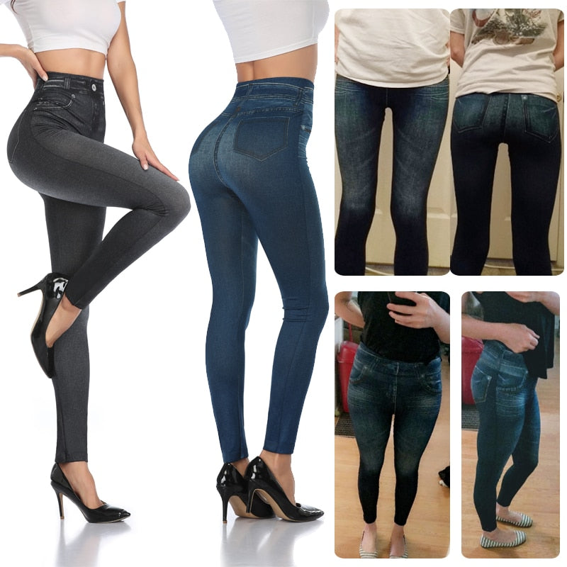 Waist Trimming Push Up Elastic Jeggings Denim Pants - Fashion Damsel