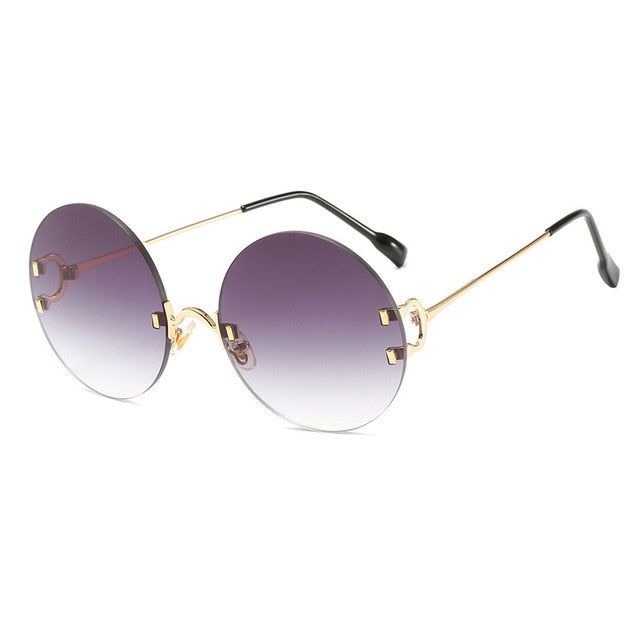 Round Metal Frame Ocean Design Sunglasses - Fashion Damsel