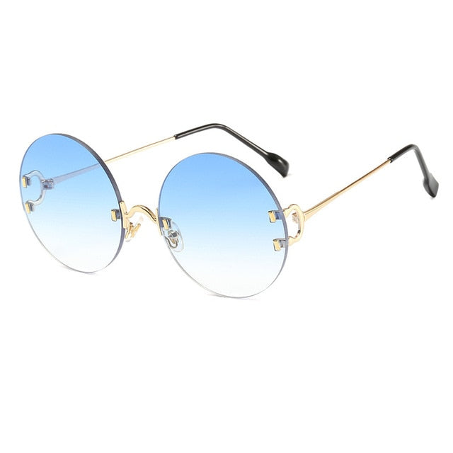 Round Metal Frame Ocean Design Sunglasses - Fashion Damsel
