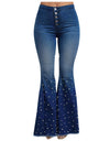 High Waist Flare Button Bell-bottom Tassel Pants - Fashion Damsel