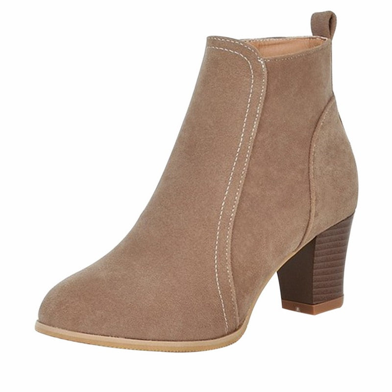 Suede Leather Ankle Boots - Fashion Damsel