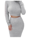 Cropped Top Sweater/Skirt Set - Fashion Damsel