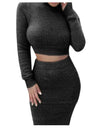 Cropped Top Sweater/Skirt Set - Fashion Damsel