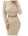 Cropped Top Sweater/Skirt Set - Fashion Damsel