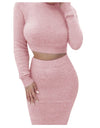 Cropped Top Sweater/Skirt Set - Fashion Damsel