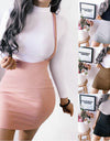 Shoulder Straps High Waist Overall Suspender Skirt - Fashion Damsel
