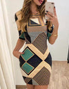 short-sleeved slim round neck dress