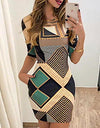 short-sleeved slim round neck dress