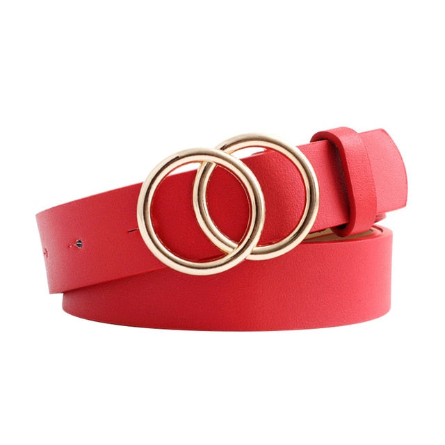 Adjustable Circle Button Leather Belt - Fashion Damsel