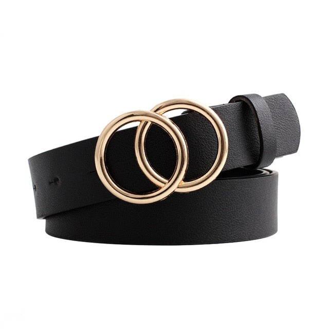 Adjustable Circle Button Leather Belt - Fashion Damsel