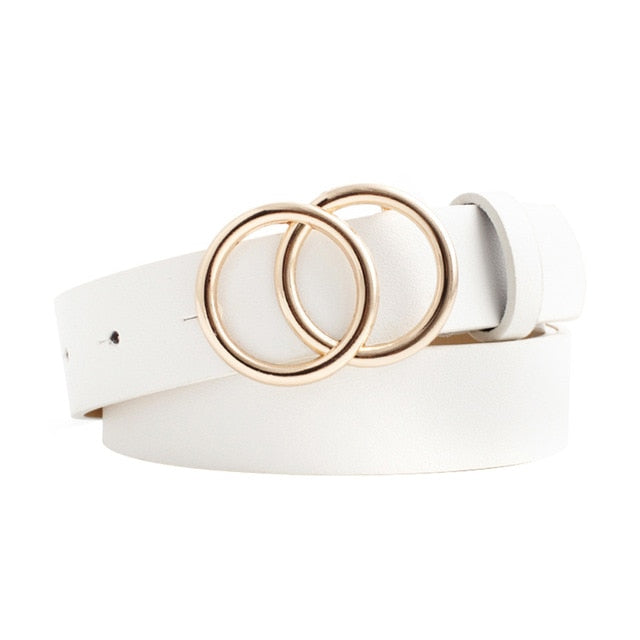 Adjustable Circle Button Leather Belt - Fashion Damsel