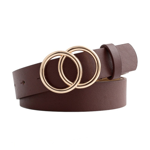 Adjustable Circle Button Leather Belt - Fashion Damsel